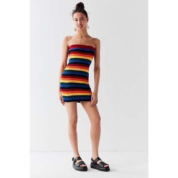 🆕Rainbow Striped Tube Mini Dress - Picture 3 of 4